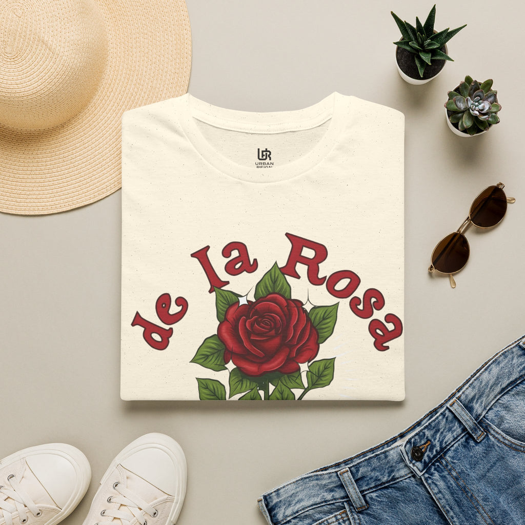 De la Rosa T-Shirt — Vintage Floral Graphic with Spanish Text