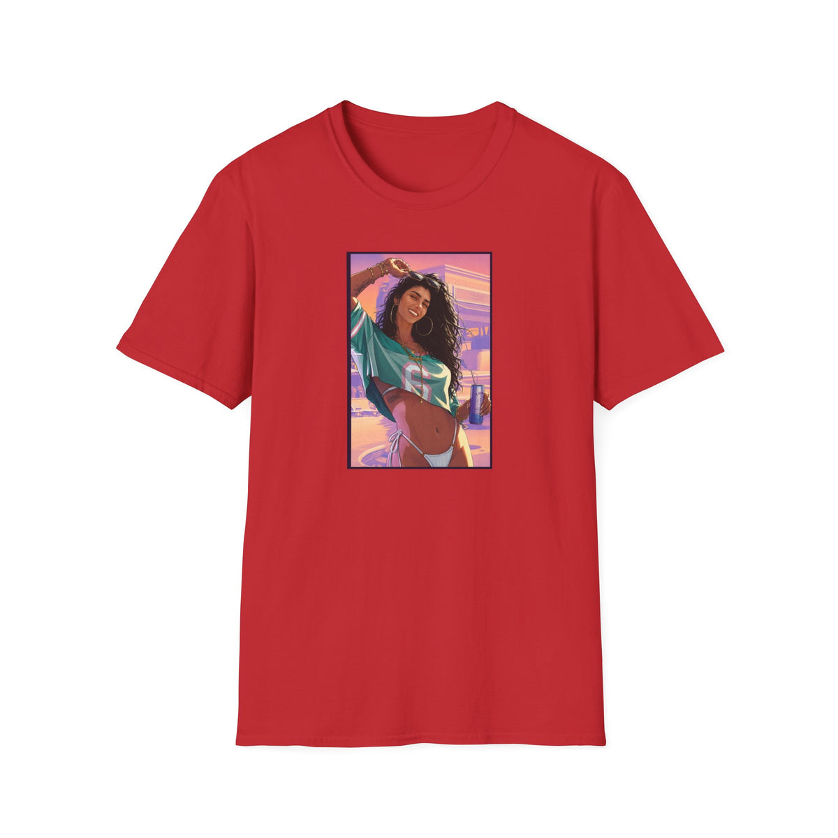 Sunset Vibes Graphic T-Shirt — Retro Sunset Girl Illustration Tee