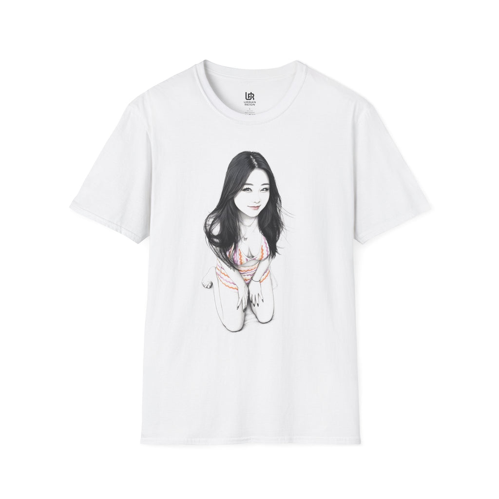 Portrait Graphic T‑Shirt — Soft Black & White Illustration