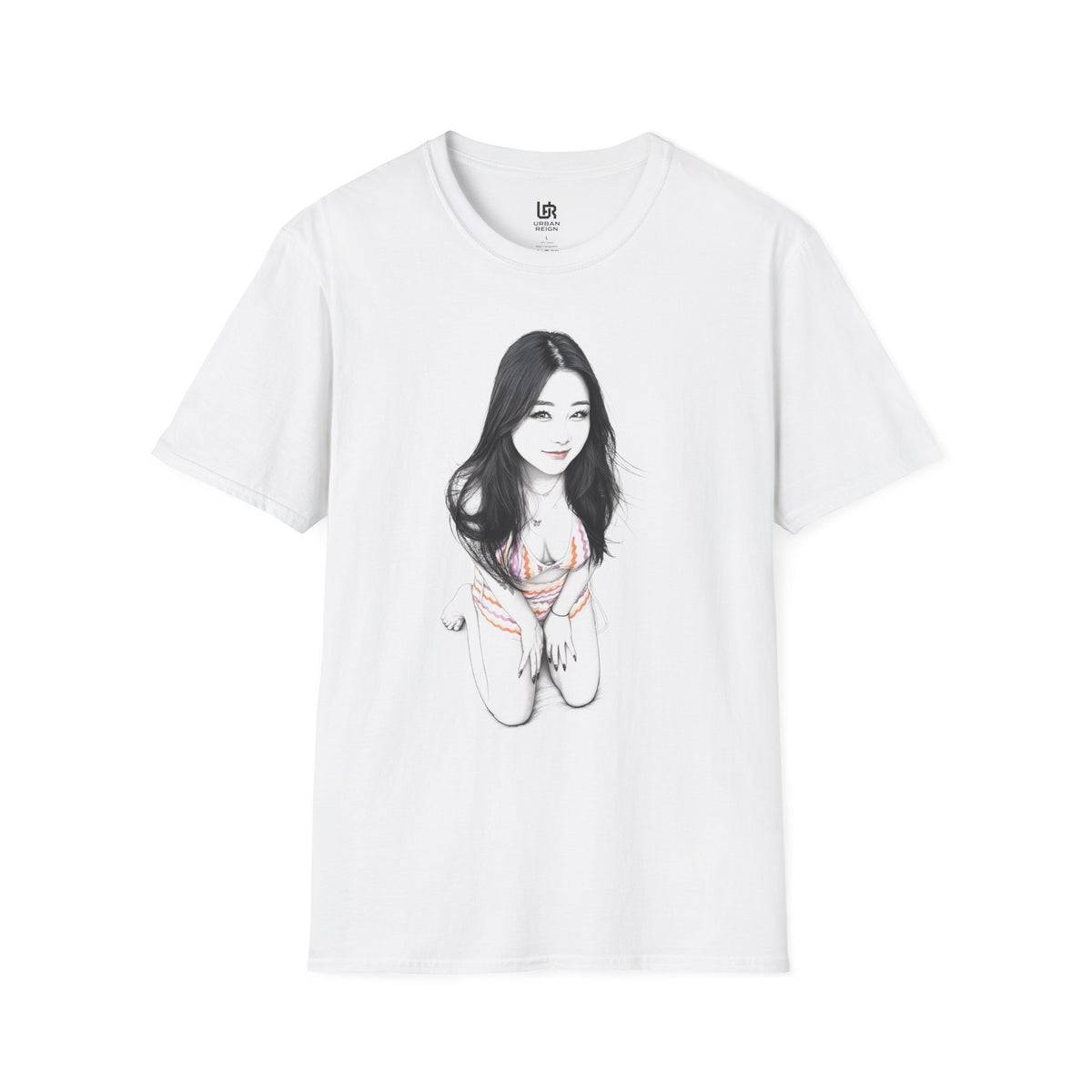 Portrait Graphic T‑Shirt — Soft Black & White Illustration
