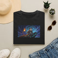 Mystic Owl Mage T-Shirt — Fantasy Night Sky Owl with Glowing Staff
