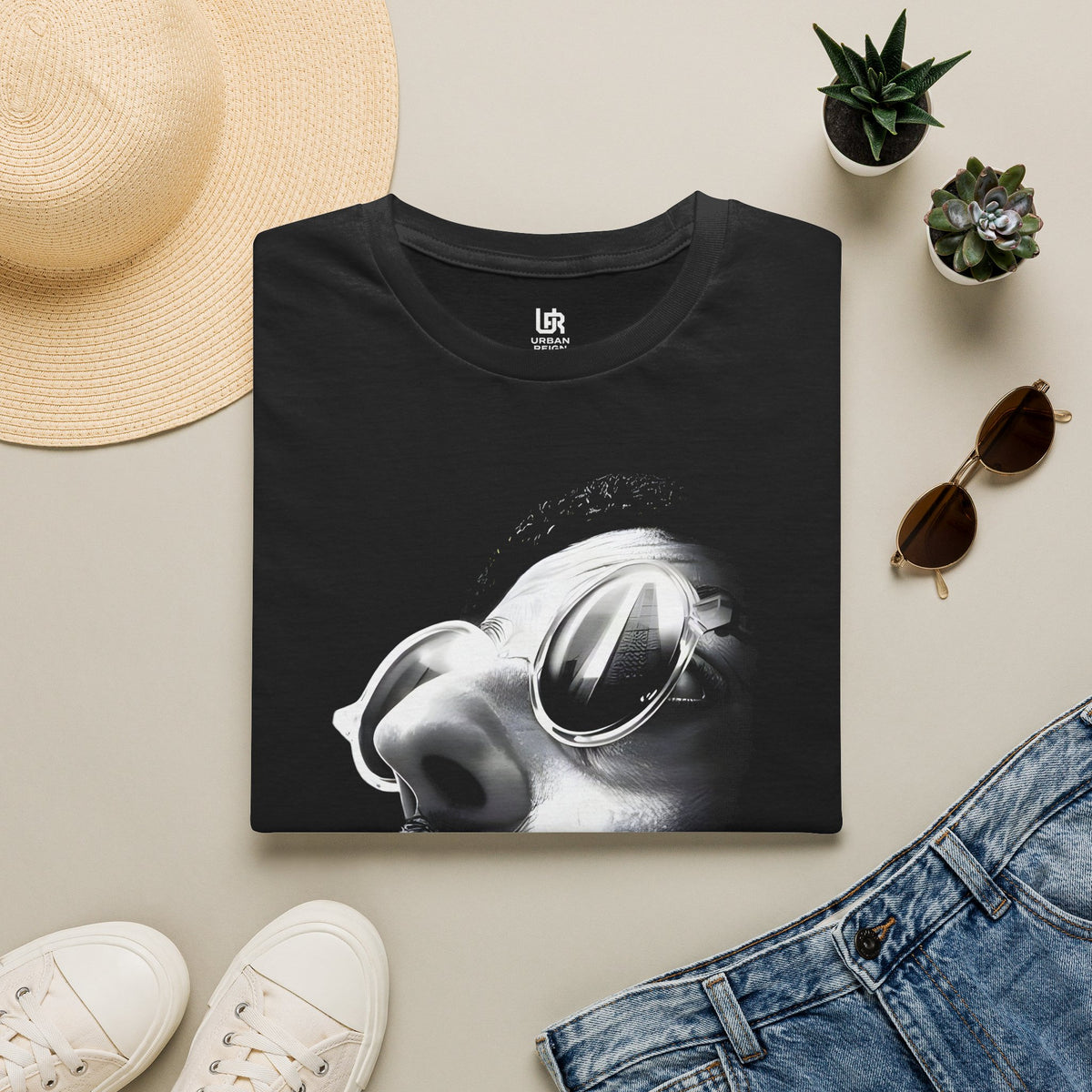 Leon — Reflective Sunglasses Face Art T-Shirt