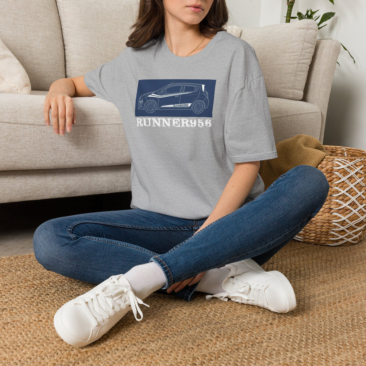Runner 956 Car Blueprint T-Shirt — Retro Racing Compact Hatch Design