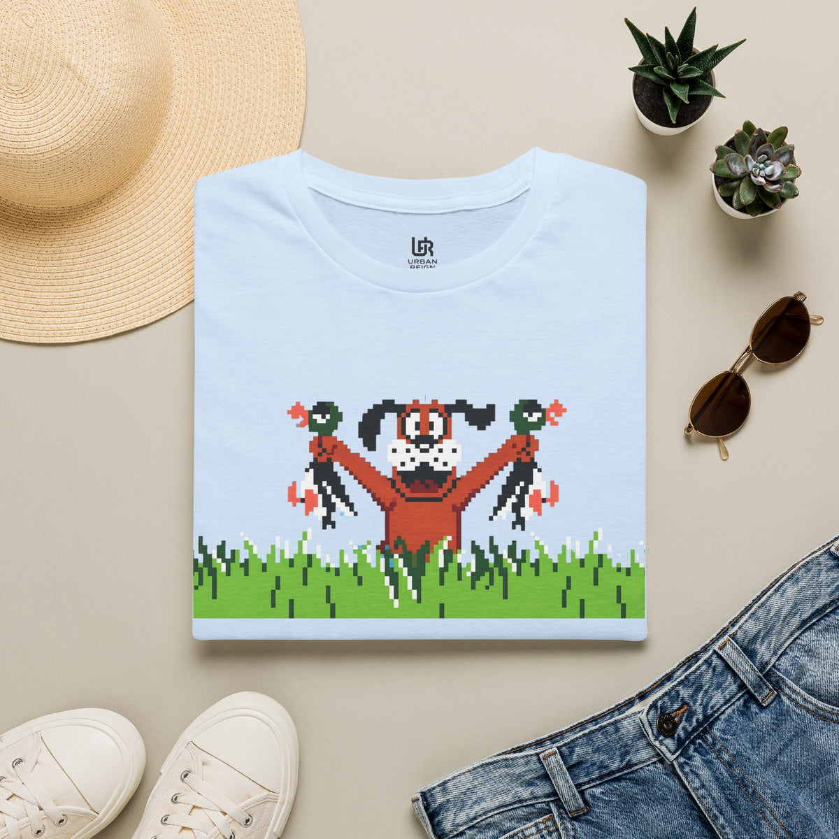 Retro Pixel Duck Hunting T-Shirt — Cute Spooky Harvest Graphic