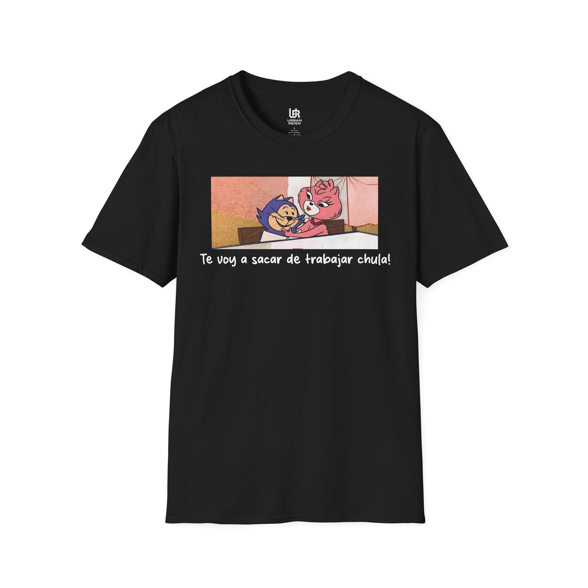 Funny Spanish Cartoon Tee — "Te voy a sacar de trabajar chula" Graphic T-Shirt