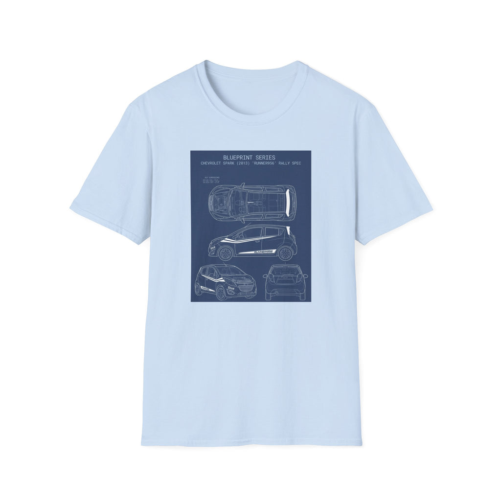 Runner956 Blueprint Series Car T-Shirt — Vintage Automotive Top-Down Diagram Tee