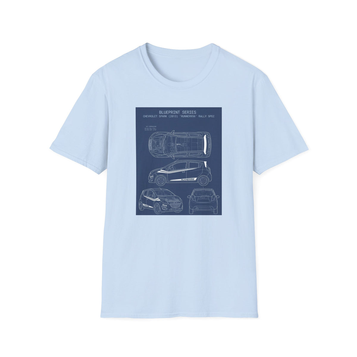 Runner956 Blueprint Series Car T-Shirt — Vintage Automotive Top-Down Diagram Tee