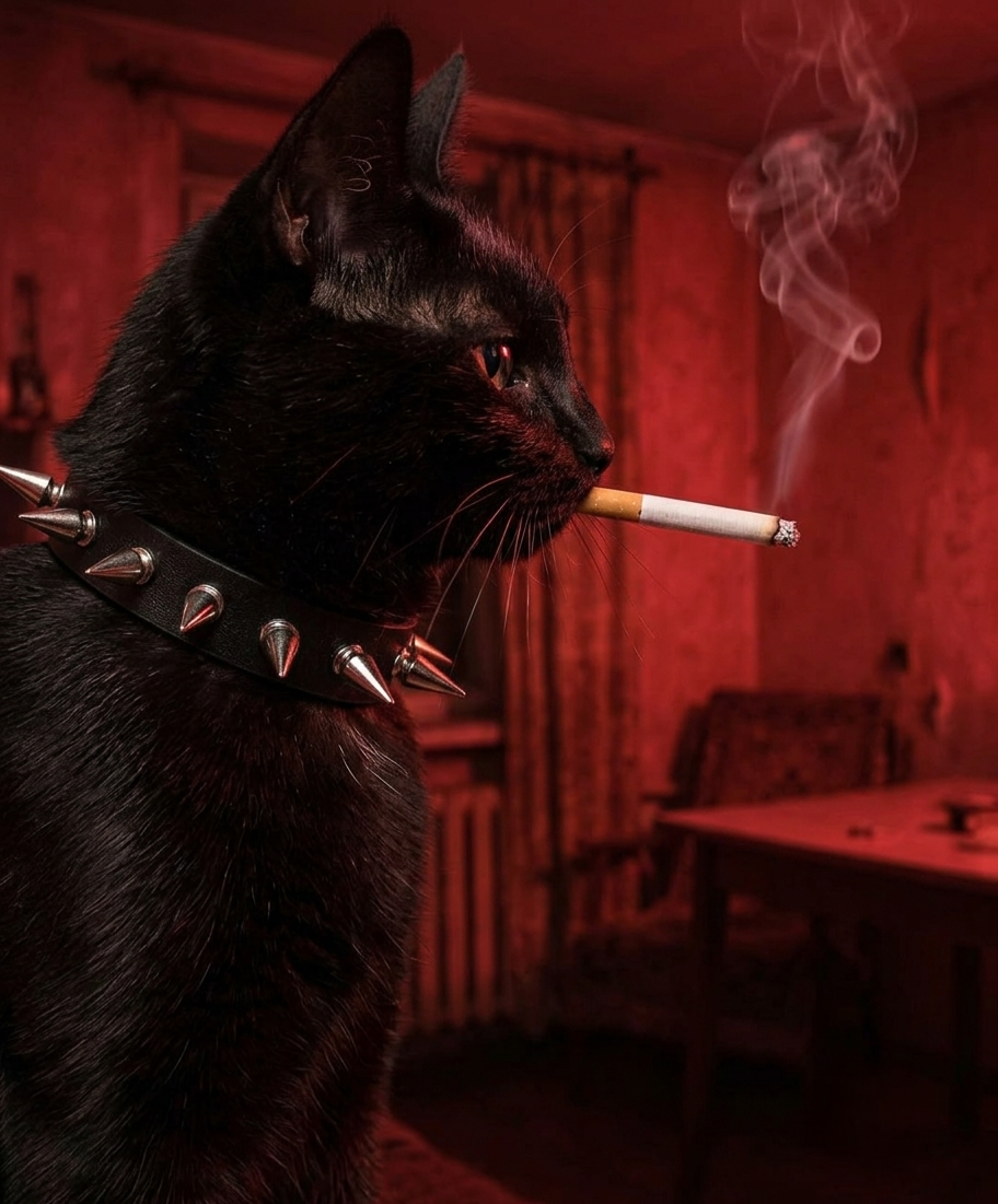 Noir Punk Cat – Digital Download Art Print