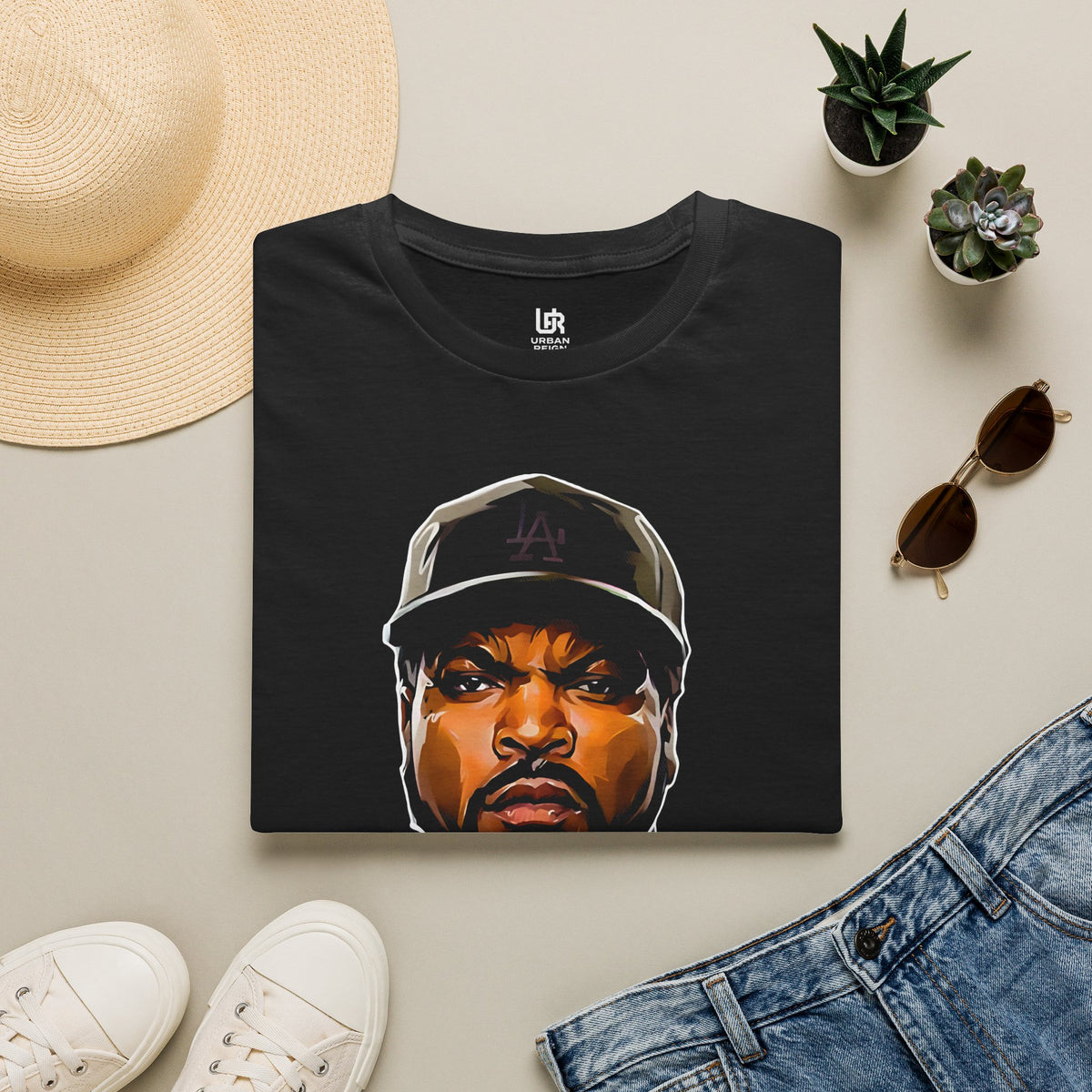 Portrait Graphic T-Shirt — 'Ice Cube' Script Design