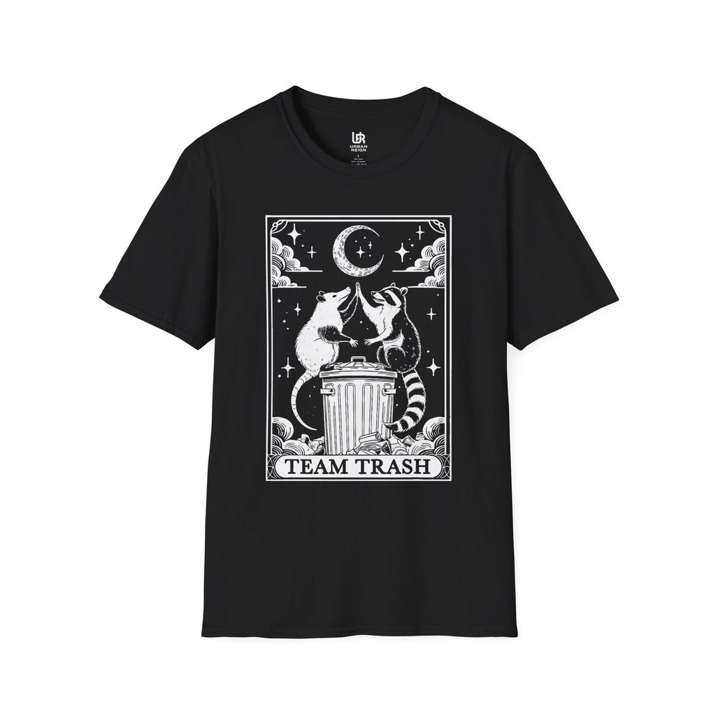 Team Trash Raccoon T-Shirt — Cute Night Sky Illustration