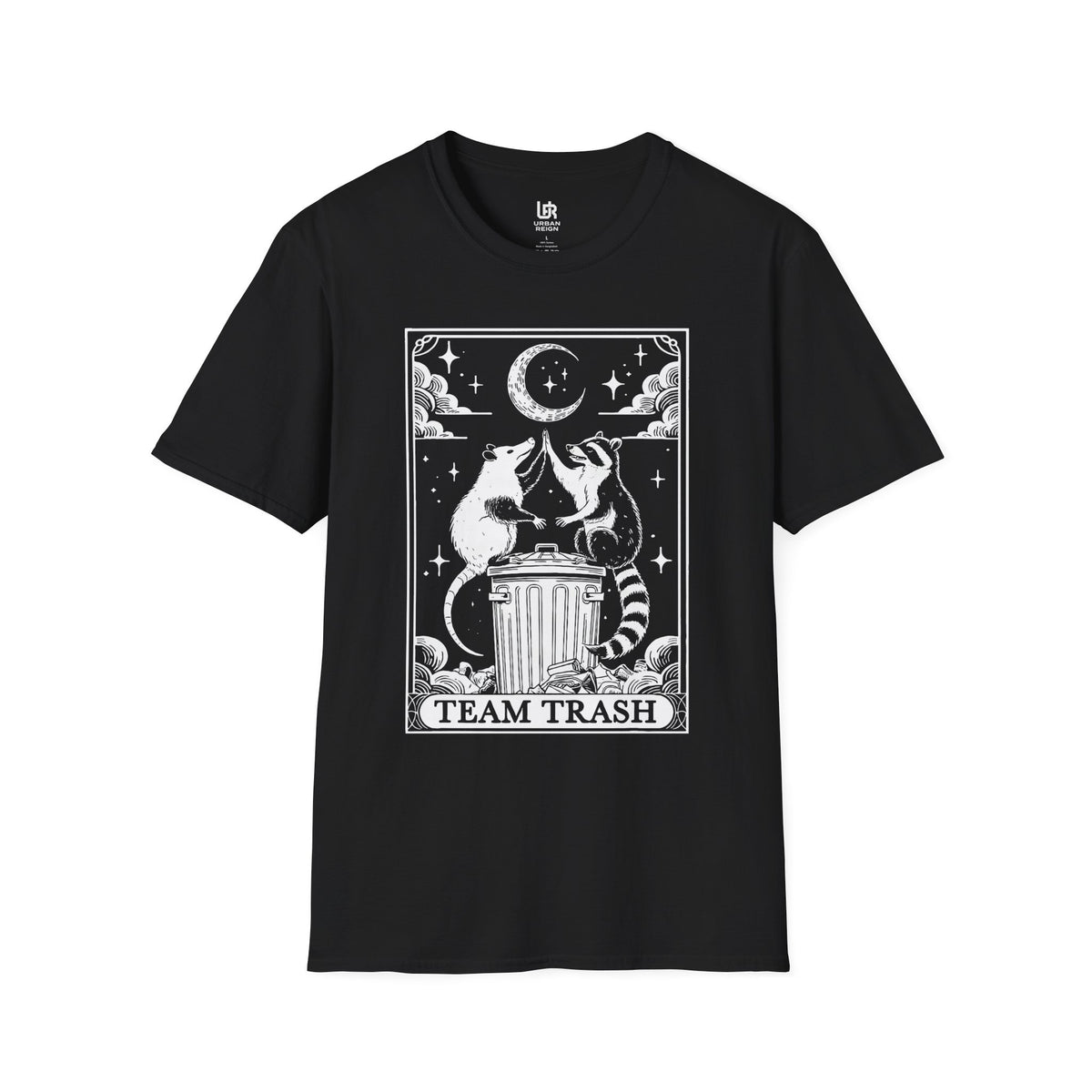 Team Trash Raccoon T-Shirt — Cute Night Sky Illustration