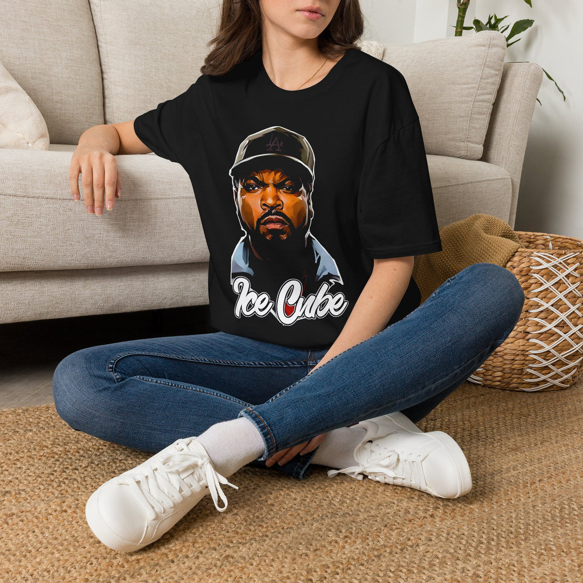 Portrait Graphic T-Shirt — 'Ice Cube' Script Design