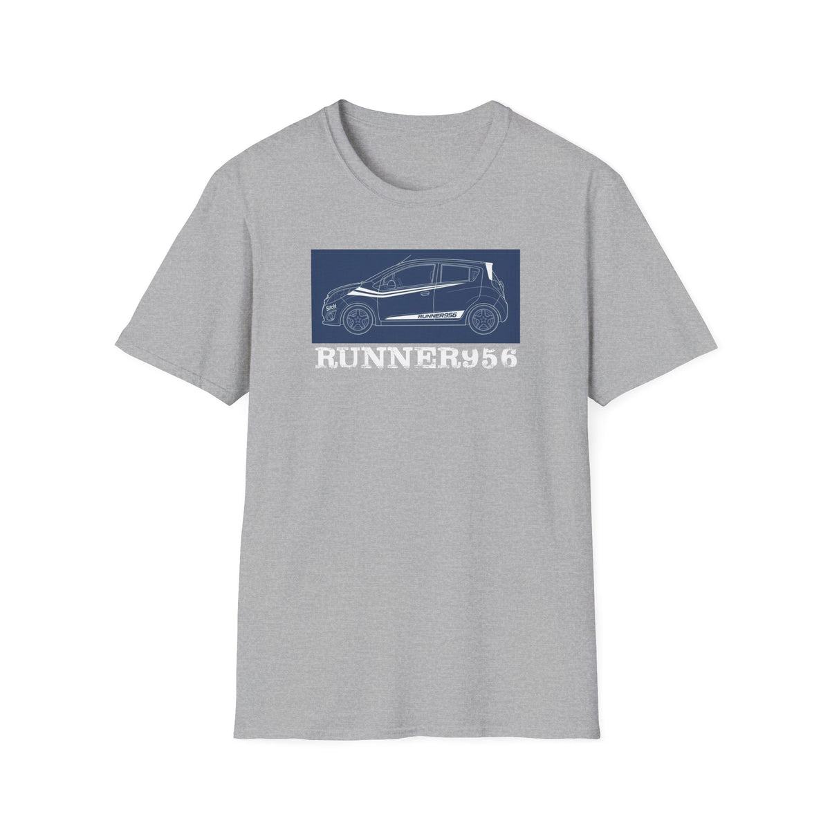 Runner 956 Car Blueprint T-Shirt — Retro Racing Compact Hatch Design