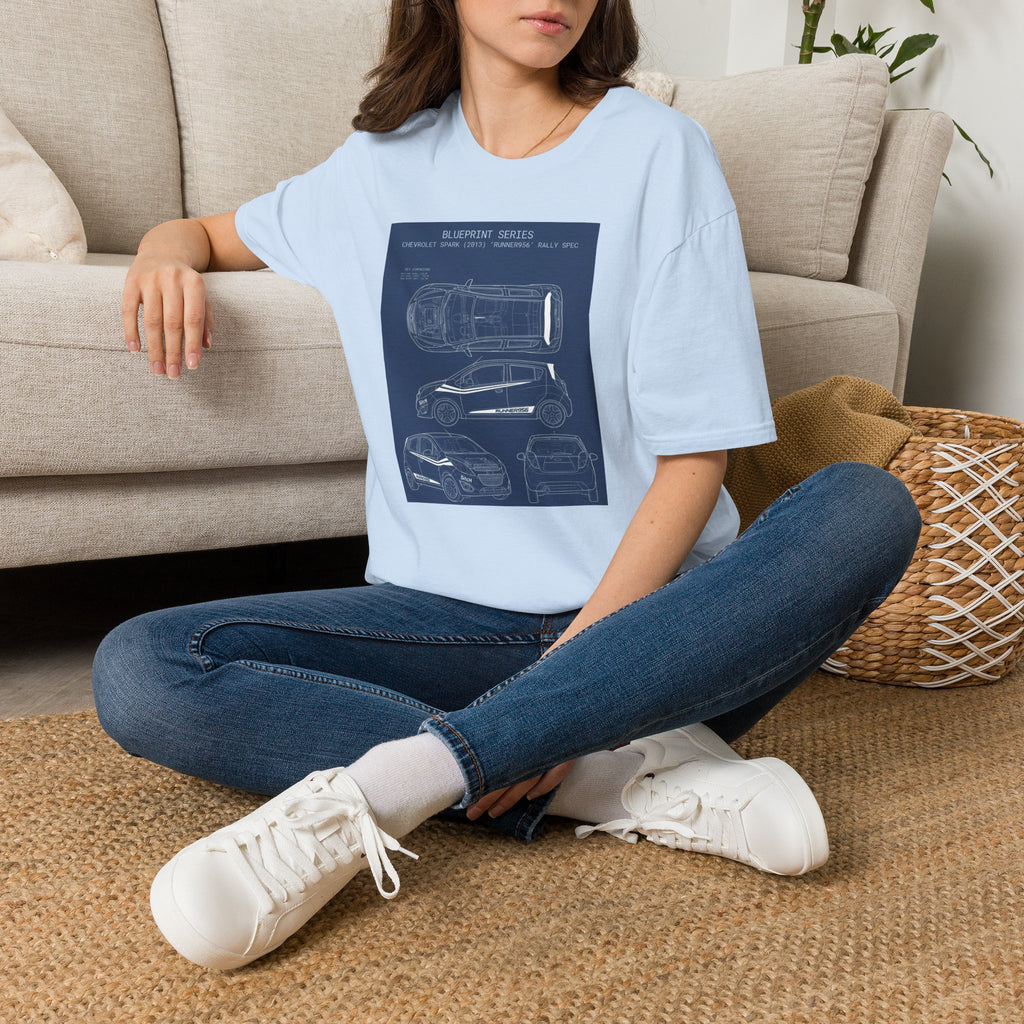Runner956 Blueprint Series Car T-Shirt — Vintage Automotive Top-Down Diagram Tee