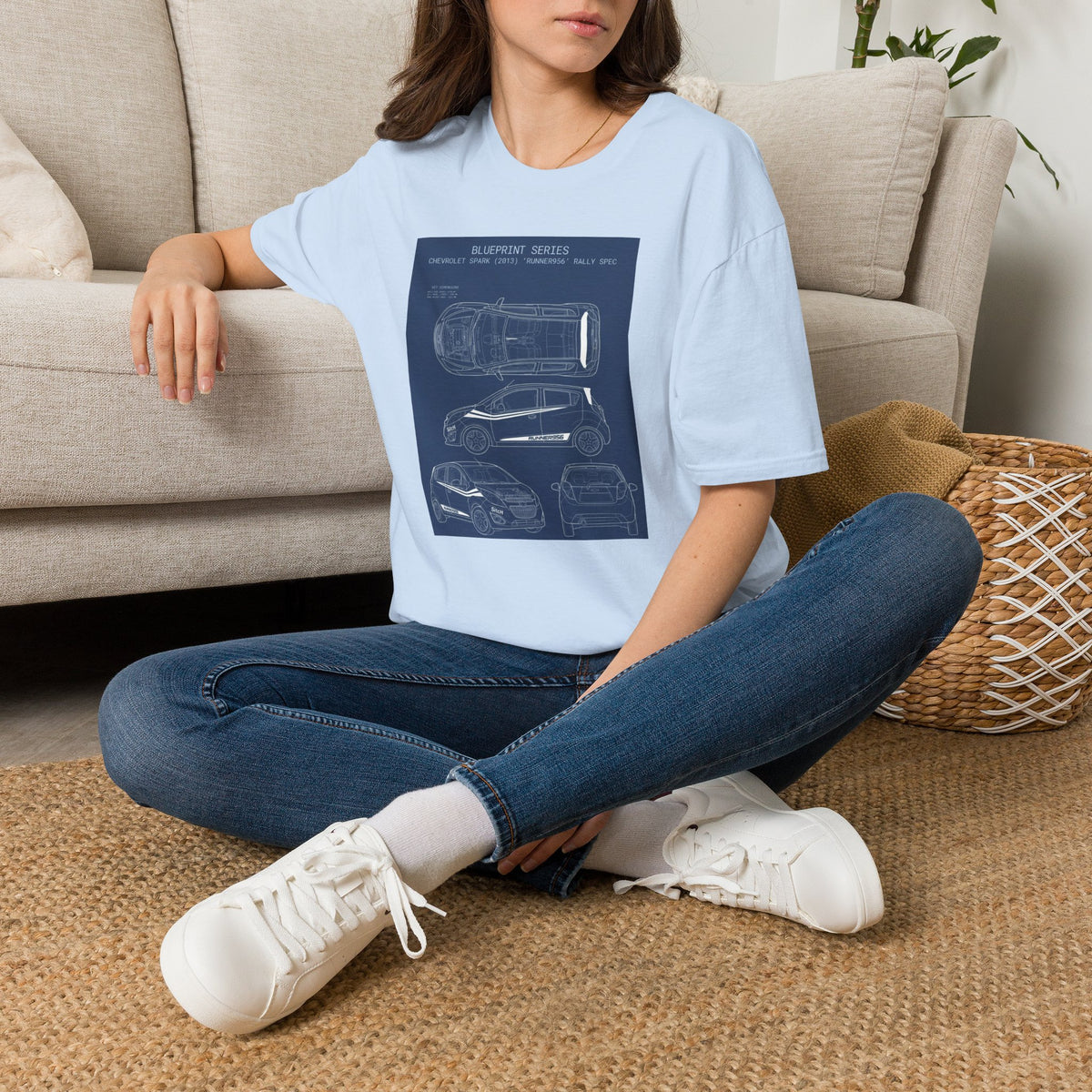 Runner956 Blueprint Series Car T-Shirt — Vintage Automotive Top-Down Diagram Tee