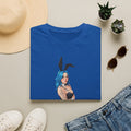 Bunny Girl Tattoo Illustration T-Shirt — Blue Pinup Graphic Tee