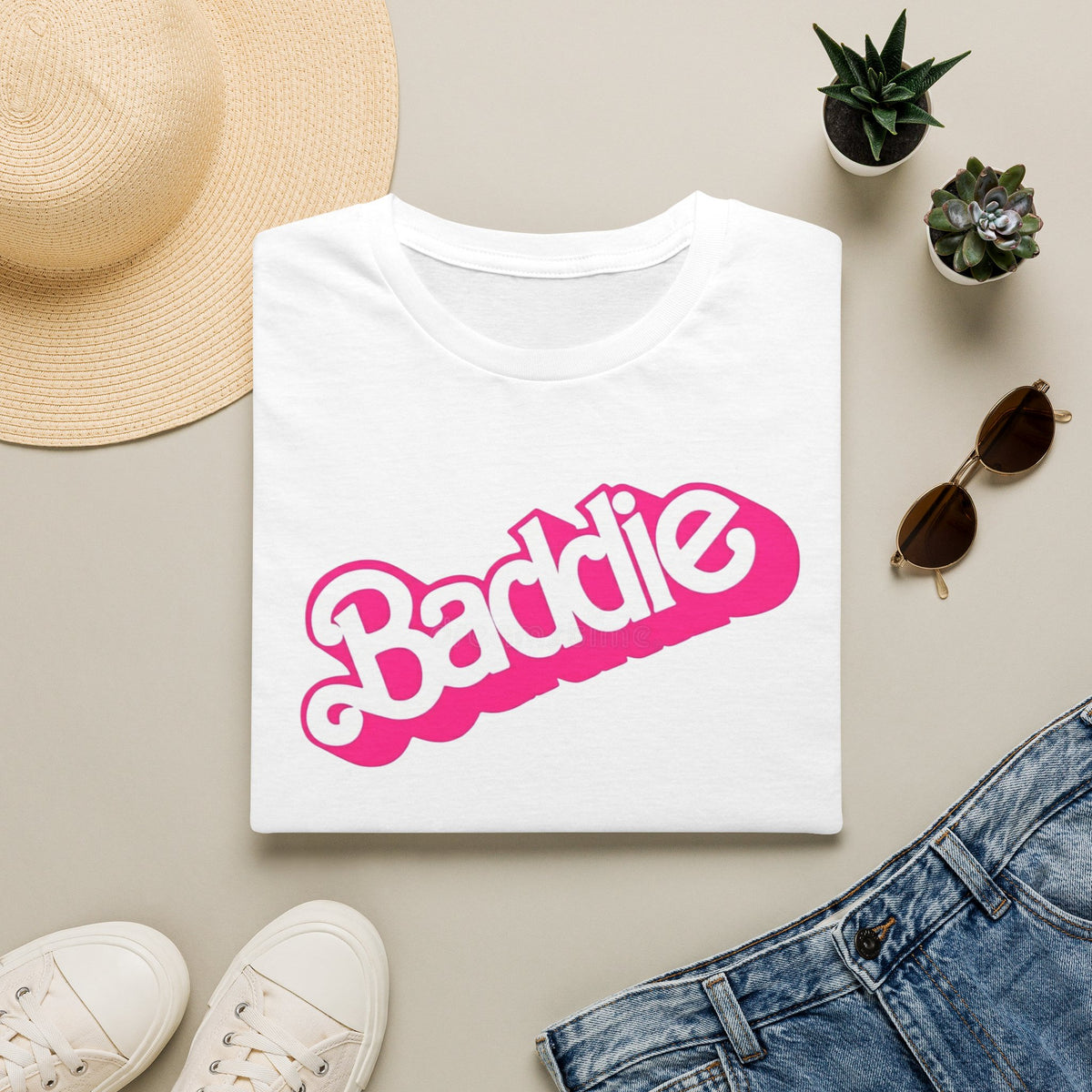 Baddie Graphic T-Shirt — Retro Pink Script Tee