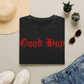 Good Boy Gothic T-Shirt — Red Old English Script Tee