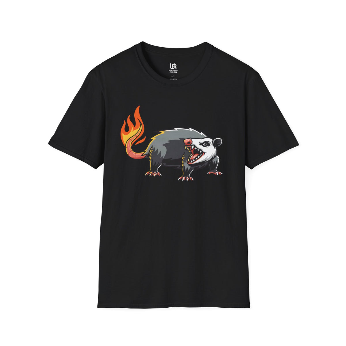 Flaming Opossum Graphic T-Shirt — Punk Animal Art Tee