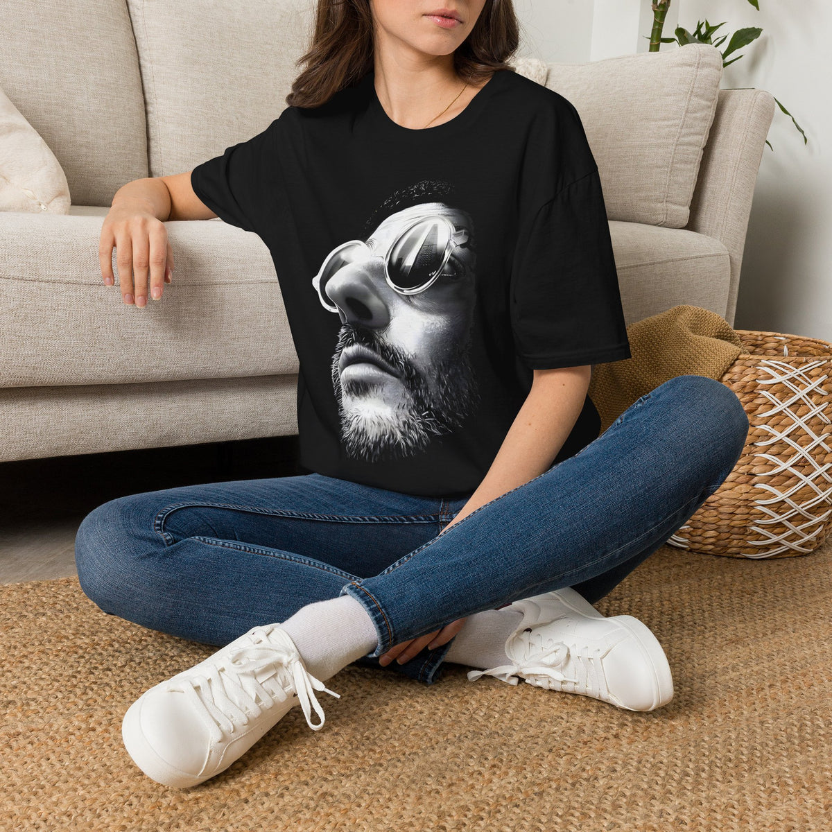 Leon — Reflective Sunglasses Face Art T-Shirt