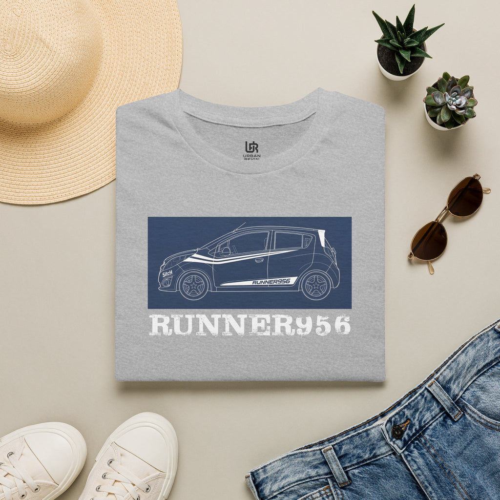 Runner 956 Car Blueprint T-Shirt — Retro Racing Compact Hatch Design